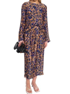 Y.A.S Kjol Yasswirl Hw Pleated Midi Mocha Mousse Swirl Print^ Kjolar