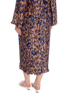 Y.A.S Kjol Yasswirl Hw Pleated Midi Mocha Mousse Swirl Print^ Kjolar