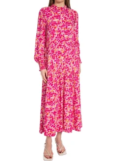Y.A.S Klanning Yasalira Ls Long Raspberry Sorbet Fuzzy Flower^ Klänningar