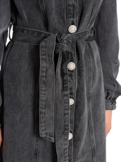 Y.A.S Klanning Yaskarina Ls Midi Denim Black Washed^ Klänningar