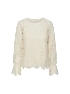 Y.A.S Topp Yasperla Ls Lace Whitecap Gray^ Toppar