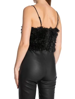 Y.A.S Topp Yastuft Singlet Black With Black Fake Feather^ Toppar
