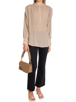YAYA Blus Gathered Shoulder Brown^ Blusar