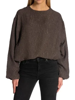 YAYA Blus With Balloon Sleeve Mulch Brown^ Blusar