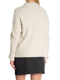 YAYA Troja Rib High Neckline Silver Birch Sand Melange^ Tröjor & Koftor