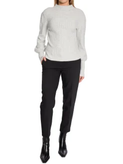 YAYA Troja Rib Mixed Puff Sleeve Grey Melange^ Tröjor & Koftor